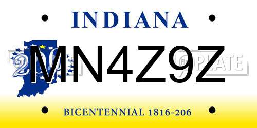 MN4Z9Z Indiana License Plate