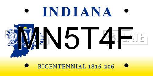 MN5T4F Indiana License Plate