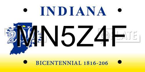 MN5Z4F Indiana License Plate