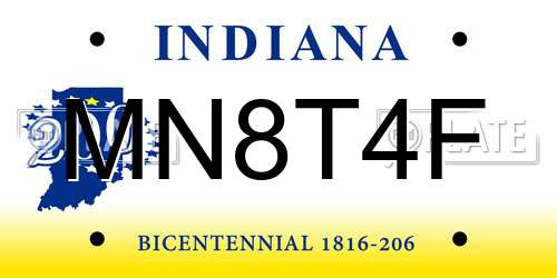 MN8T4F Indiana License Plate