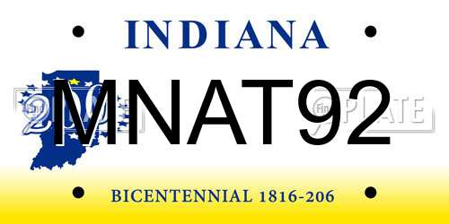 MNAT92 Indiana License Plate