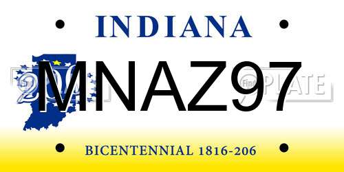 MNAZ97 Indiana License Plate