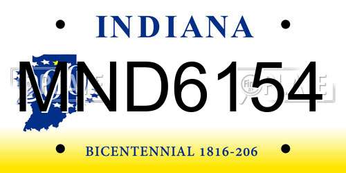 MND6154 Indiana License Plate