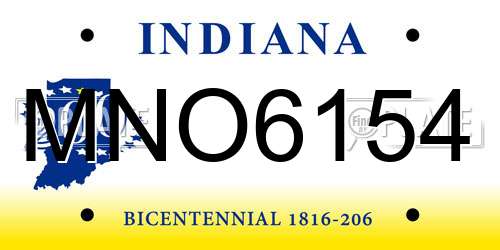 MNO6154 Indiana License Plate