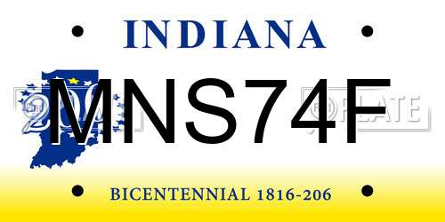MNS74F Indiana License Plate