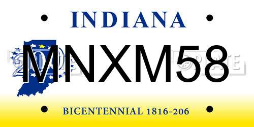 MNXM58 Indiana License Plate