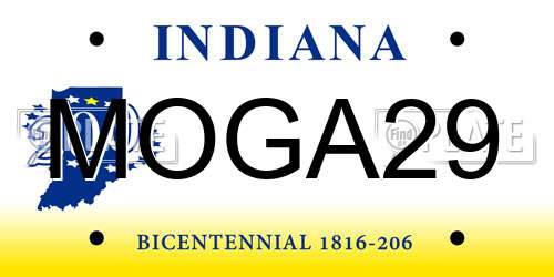 MOGA29 Indiana License Plate