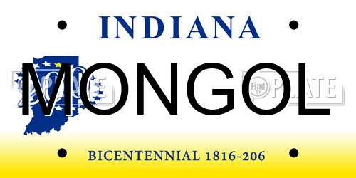 MONGOL Indiana License Plate