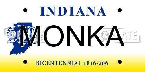 MONKA Indiana License Plate