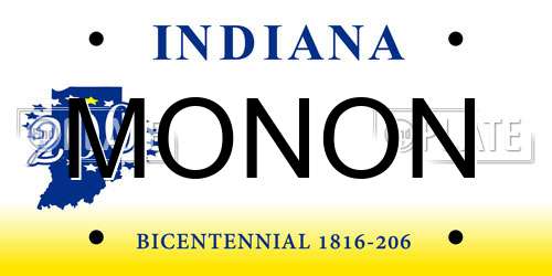 MONON Indiana License Plate