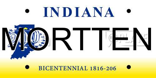 MORTTEN Indiana License Plate