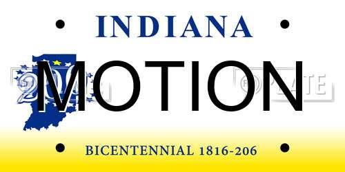 MOTION Indiana License Plate