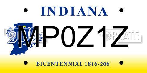MP0Z1Z Indiana License Plate