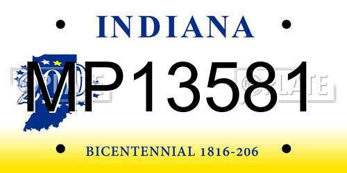 MP13581 Indiana License Plate
