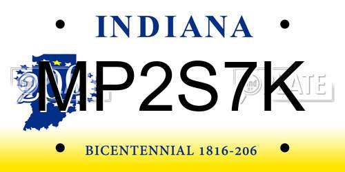 MP2S7K Indiana License Plate