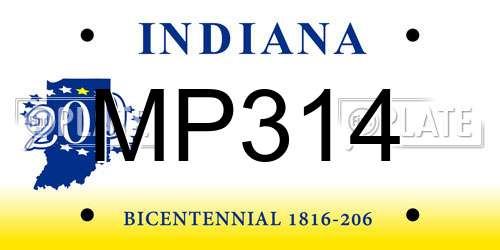 MP314 Indiana License Plate