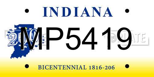 MP5419 Indiana License Plate