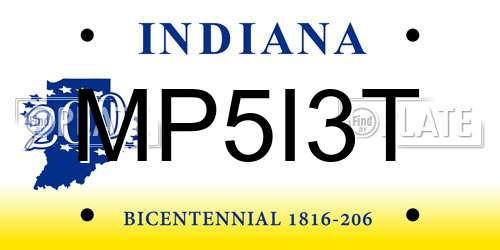 MP5I3T Indiana License Plate