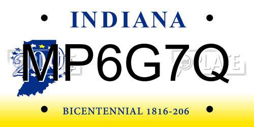 MP6G7Q Indiana License Plate