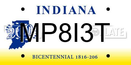 MP8I3T Indiana License Plate