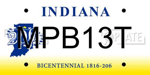 MPB13T Indiana License Plate