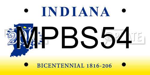 MPBS54 Indiana License Plate
