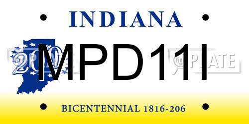 MPD11I Indiana License Plate