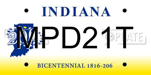MPD21T Indiana License Plate