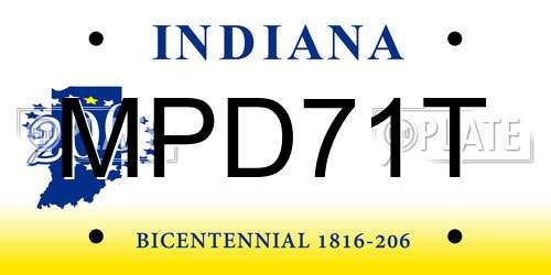 MPD71T Indiana License Plate