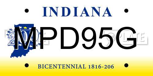 MPD95G Indiana License Plate