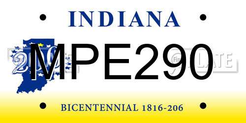 MPE290 Indiana License Plate