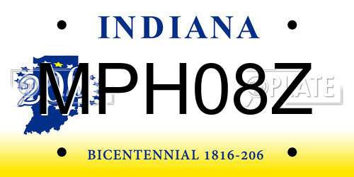 MPH08Z Indiana License Plate