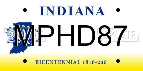 MPHD87 Indiana License Plate
