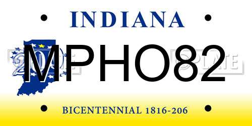MPHO82 Indiana License Plate