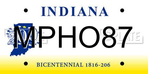 MPHO87 Indiana License Plate