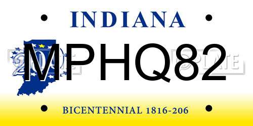 MPHQ82 Indiana License Plate