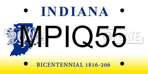 MPIQ55 Indiana License Plate