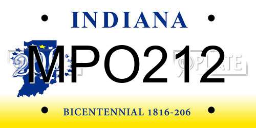 MPO212 Indiana License Plate