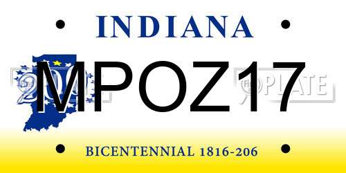MPOZ17 Indiana License Plate