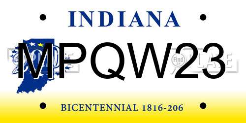 MPQW23 Indiana License Plate