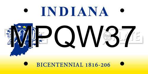 MPQW37 Indiana License Plate