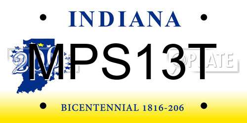 MPS13T Indiana License Plate