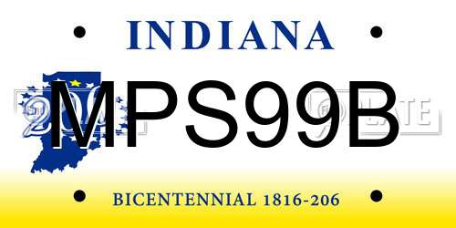 MPS99B Indiana License Plate