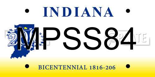 MPSS84 Indiana License Plate