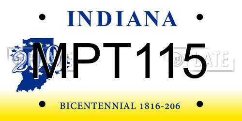 MPT115 Indiana License Plate