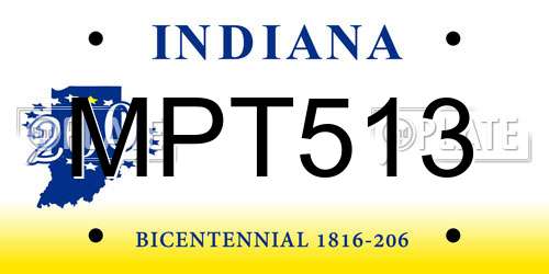 MPT513 Indiana License Plate