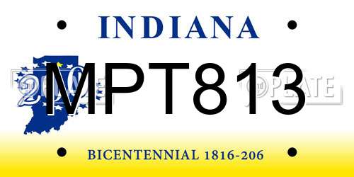 MPT813 Indiana License Plate