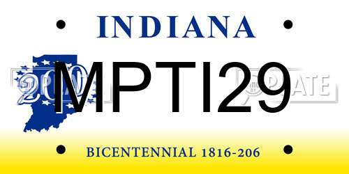 MPTI29 Indiana License Plate