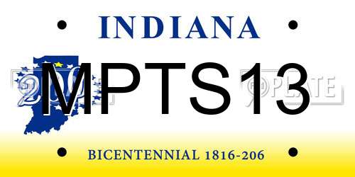 MPTS13 Indiana License Plate
