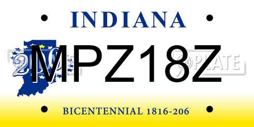 MPZ18Z Indiana License Plate